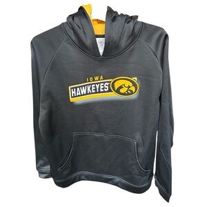Iowa Hawkeyes Football Black Hoodie Boys Girls Size L 12/14 Rivalry Threads